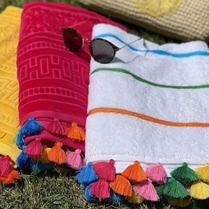 Turkish Cotton Beach Towel Tassel Fringe Striped Spring Break Colorful